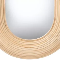 Kirklands Home Decorative Mirrors|Natural Rattan Boho Oval Wall Mirror