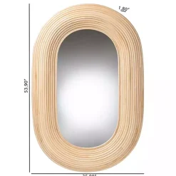 Kirklands Home Decorative Mirrors|Natural Rattan Boho Oval Wall Mirror