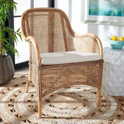 Kirklands Home Accent Chairs|Natural Rattan Charlie Accent Chair White