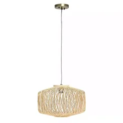 Kirklands Home Chandeliers & Pendant Lighting|Natural Rat Geometric Pendant Light Tan