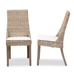 Kirklands Home Dining Chairs|Natural Rattan High Back Dining Chairs, Set of 2 Brown
