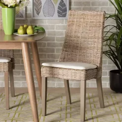 Kirklands Home Dining Chairs|Natural Rattan High Back Dining Chairs, Set of 2 Brown