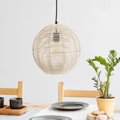 Kirklands Home Chandeliers & Pendant Lighting|Natural Rat Sphere Pendant Light Tan