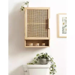 Kirklands Home Wall Storage|Natural Rattan Wall Cabinet with Shelf