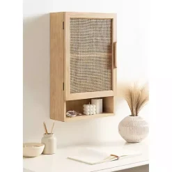 Kirklands Home Wall Storage|Natural Rattan Wall Cabinet with Shelf