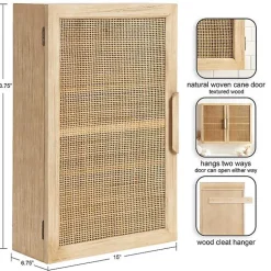 Kirklands Home Wall Storage|Natural Rattan Wall Cabinet