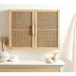 Kirklands Home Wall Storage|Natural Rattan Wall Cabinet