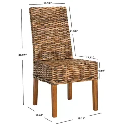 Kirklands Home Dining Chairs|Natural Rattan Wood Woven 2-pc. Dining Chair Set Brown