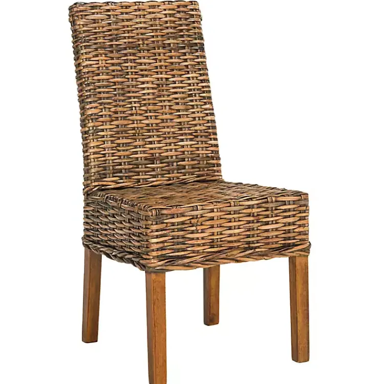 Kirklands Home Dining Chairs|Natural Rattan Wood Woven 2-pc. Dining Chair Set Brown
