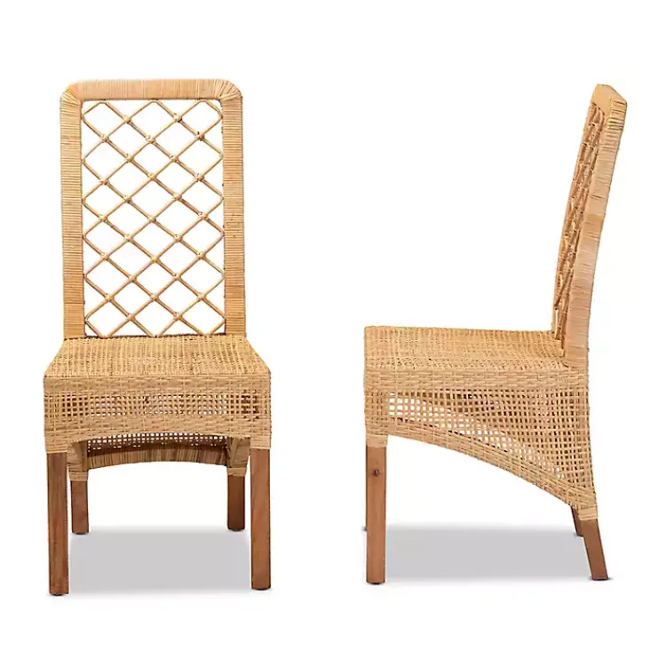 Kirklands Home Dining Chairs|Natural Rat Woven Back Dining Chairs, Set of 2 Tan