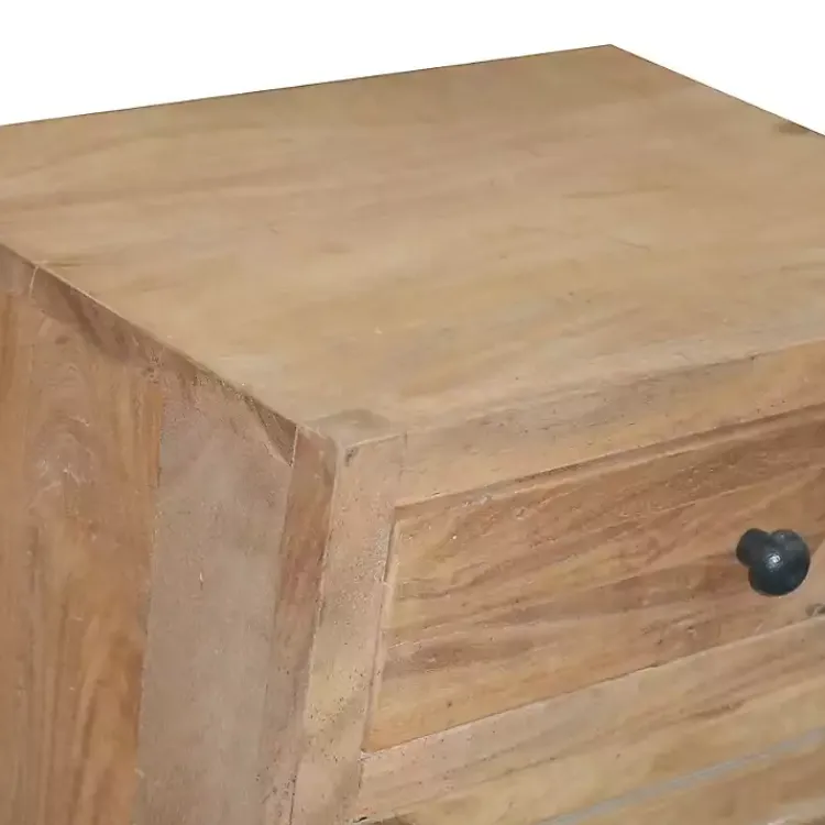 Kirklands Home Nightstands|Natural Reclaimed Wood Diagonal Slats Nightsd Tan