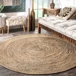Kirklands Home Area Rugs|Natural Reno Woven Round Area Rug, 6 ft. Tan