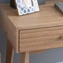 Kirklands Home Office Furniture|Natural Ripples 2-Drawer Wood Desk Brown