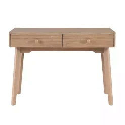 Kirklands Home Office Furniture|Natural Ripples 2-Drawer Wood Desk Brown