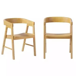 Kirklands Home Dining Chairs|Natural Rounded Modern Dining Chairs, Set of 2 Tan