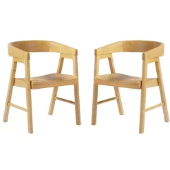 Kirklands Home Dining Chairs|Natural Rounded Modern Dining Chairs, Set of 2 Tan