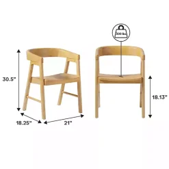Kirklands Home Dining Chairs|Natural Rounded Modern Dining Chairs, Set of 2 Tan