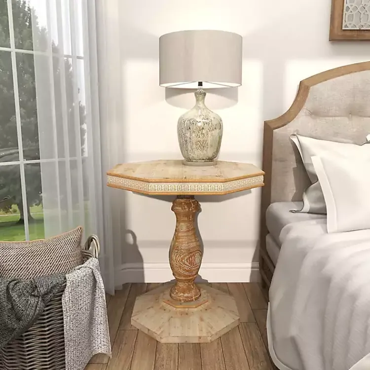 Kirklands Home Accent & End Tables|Natural Rustic Wood Octagon Accent Table