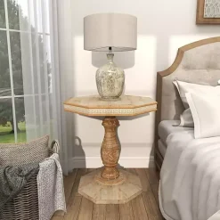 Kirklands Home Accent & End Tables|Natural Rustic Wood Octagon Accent Table