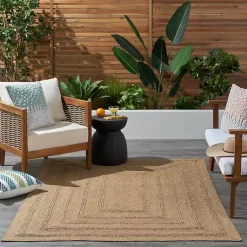 Kirklands Home Area Rugs|Natural Seagrass Indoor/Outdoor Area Rug, 5x7 Tan