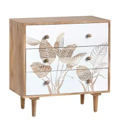 Kirklands Home Cabinets & Sideboards|Natural Seaside Tropical Leaves 3-Drawer Chest