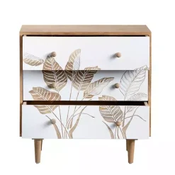 Kirklands Home Cabinets & Sideboards|Natural Seaside Tropical Leaves 3-Drawer Chest