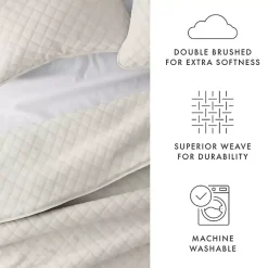 Kirklands Home Quilts|Natural Stitched Diamond 2-pc. Twin Quilt Set Ivory