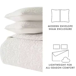 Kirklands Home Quilts|Natural Stitched Floral 2-pc. Twin Quilt Set Ivory