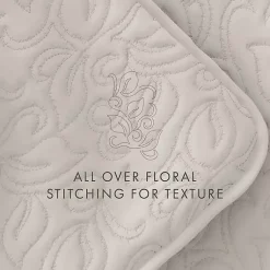 Kirklands Home Quilts|Natural Stitched Floral 2-pc. Twin Quilt Set Ivory