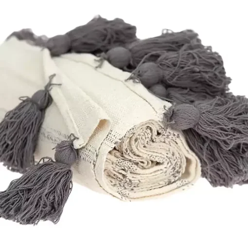 Sale Natural Striped Cotton Handloomed Tassel Throw Blankets & Throws