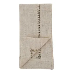 Kirklands Home Table Linens|Natural Hemstitch Boarder Napkins, Set of 12 Tan