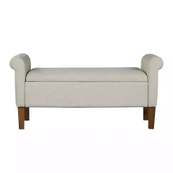 Kirklands Home Benches & Ottomans|Natural Upholstered Aubrey Storage Bench Ivory