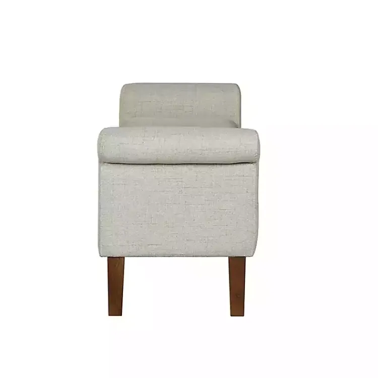 Kirklands Home Benches & Ottomans|Natural Upholstered Aubrey Storage Bench Ivory