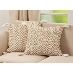 Clearance Natural Wavy Chevron Woven Jute Pillow Pillows