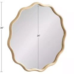 Kirklands Home Decorative Mirrors|Natural Wavy Scallop Round Wall Mirror Tan