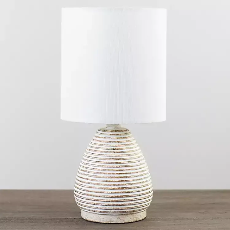 Kirklands Home Table Lamps|Natural Stripe Table Lamp White