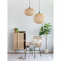 Kirklands Home Chandeliers & Pendant Lighting|Natural Wide Woven Bamboo Globe Pendant Light