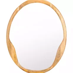 Kirklands Home Decorative Mirrors|Natural Wood Abstract Oval Wall Mirror