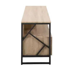 Kirklands Home Tv Stands & Media Consoles|Natural Wood and Black Steel Media Sd Tan