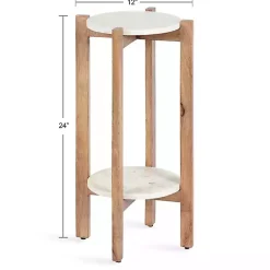 Kirklands Home Accent & End Tables|Natural Wood and Marble Moxley Accent Table