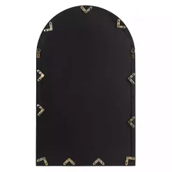 Kirklands Home Decorative Mirrors|Natural Wood and Metal Arch Windowpane Wall Mirror