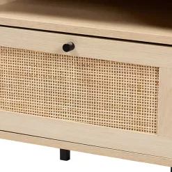 Kirklands Home Nightstands|Natural Wood and Metal Storage Shelf Nightsd Tan