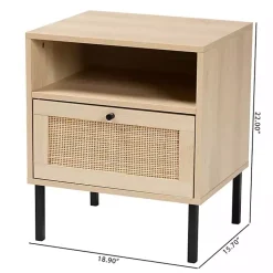 Kirklands Home Nightstands|Natural Wood and Metal Storage Shelf Nightsd Tan