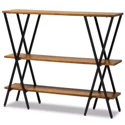 Kirklands Home Console Tables|Natural Wood and Metal 3-Tier Console Table