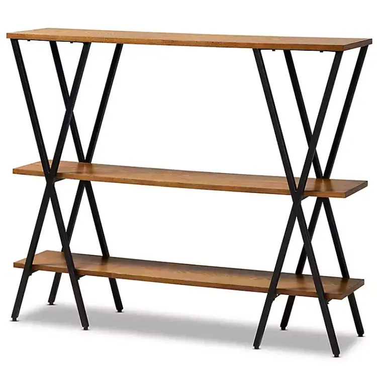Kirklands Home Console Tables|Natural Wood and Metal 3-Tier Console Table