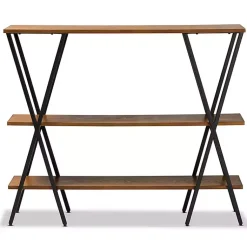 Kirklands Home Console Tables|Natural Wood and Metal 3-Tier Console Table