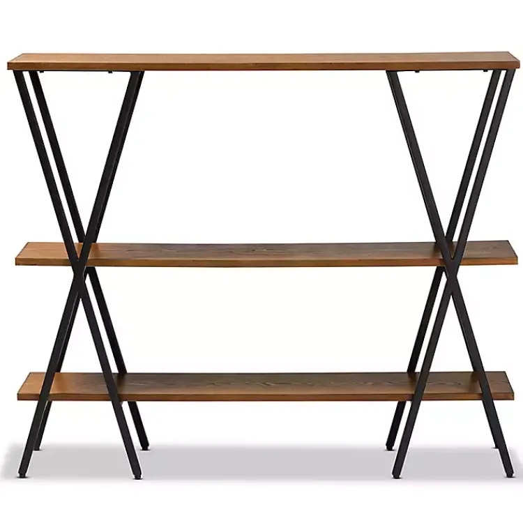Kirklands Home Console Tables|Natural Wood and Metal 3-Tier Console Table
