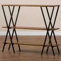 Kirklands Home Console Tables|Natural Wood and Metal 3-Tier Console Table