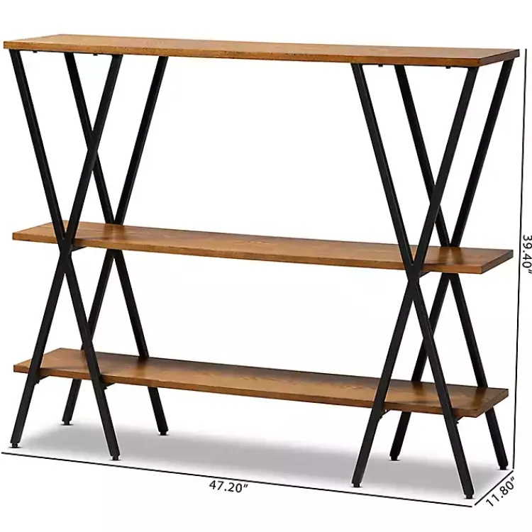 Kirklands Home Console Tables|Natural Wood and Metal 3-Tier Console Table