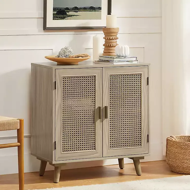 Kirklands Home Cabinets & Sideboards|Natural Wood and Rattan Carpinteria Cabinet Brown